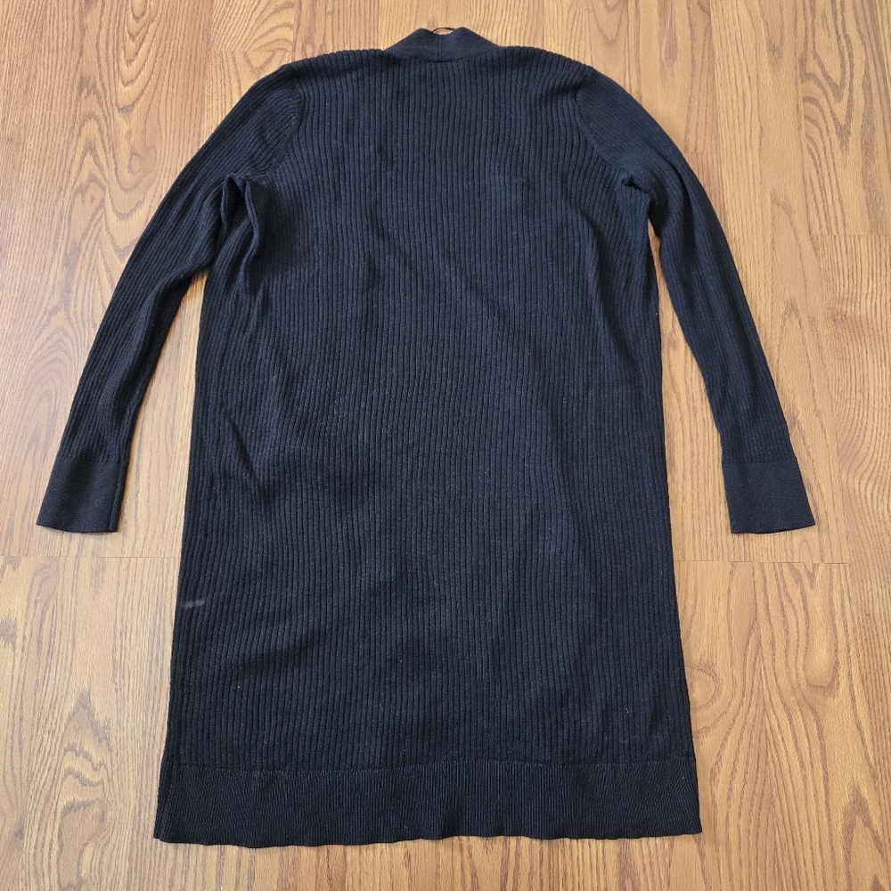 LOFT Black Ribbed Duster Lightweight Cardigan Swe… - image 3